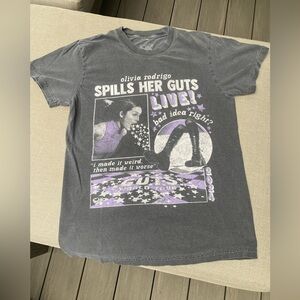 Olivia Rodrigo GUTS 2024 Graphic Tee with Purple and Gray Design Size S Festival